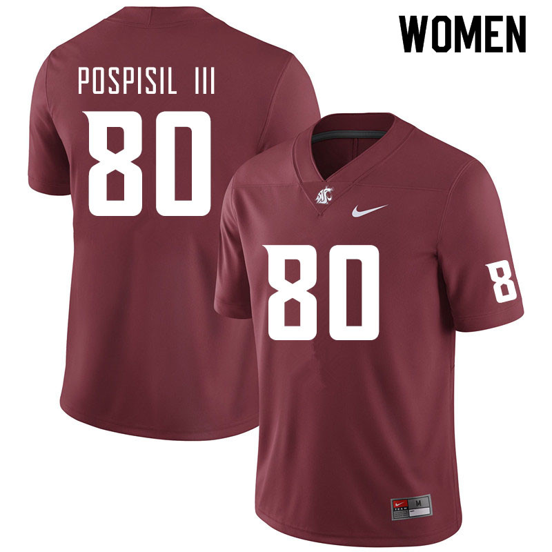 Women #80 Billy Pospisil III Washington State Cougars College Football Jerseys Sale-Crimson